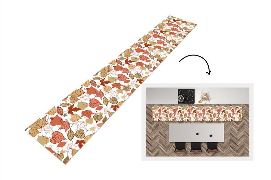 KitchenYeah Keukenloper Keukenmat Patronen Bladeren Herfst 360x60 cm Keuken vloerkleed
