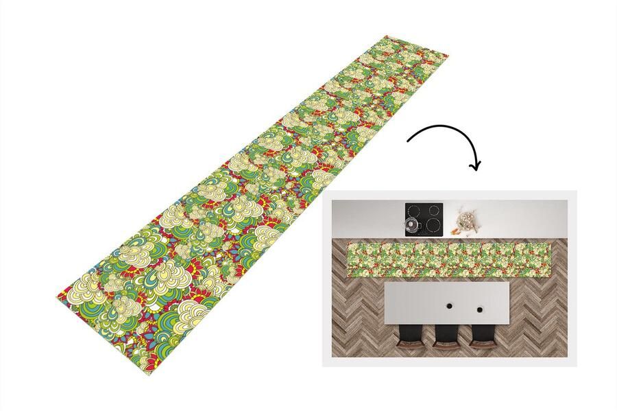 KitchenYeah Keukenloper Keukenmat Patronen Bloemen Lente 360x60 cm Keuken vloerkleed