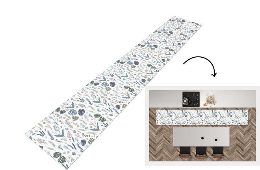 KitchenYeah Keukenloper Keukenmat Patronen Bloemen Planten 360x60 cm Keuken vloerkleed