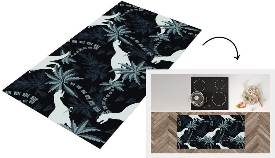 KitchenYeah Keukenloper Loper keuken Patronen Dino Jungle 120x60 cm Keukenloper vinyl