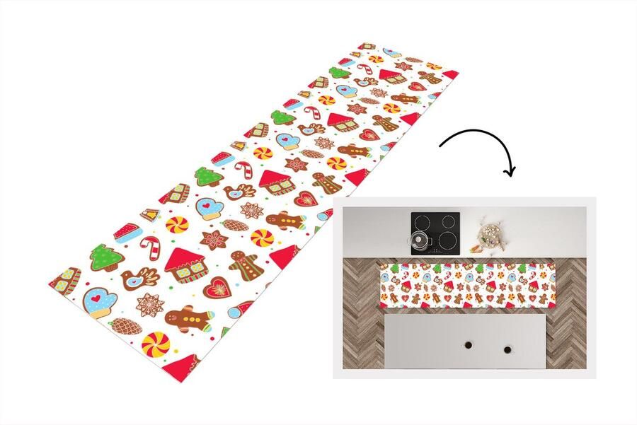 KitchenYeah Keukenloper Loper keuken Patronen Eten Kerst 200x50 cm Keukenloper vinyl
