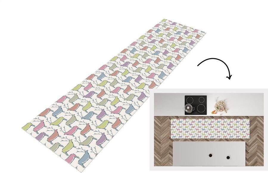 KitchenYeah Keukenloper Loper keuken Patronen Hert Beige 200x50 cm Keukenloper vinyl