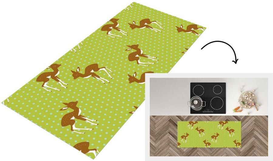 KitchenYeah Keukenloper Loper keuken Patronen Hert Stippen 120x50 cm Keukenloper vinyl