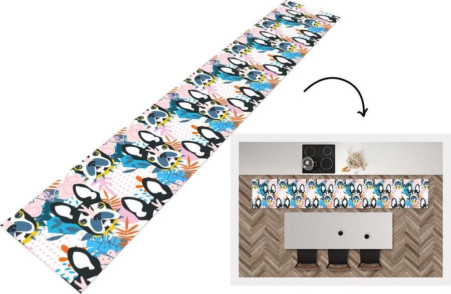 KitchenYeah Keukenloper Keukenmat Patronen Hond Plant 360x60 cm Keuken vloerkleed