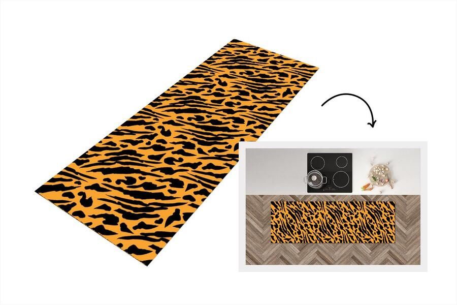 KitchenYeah Keukenloper Loper keuken Patronen Huid Tijgerprint 150x50 cm Keukenloper vinyl