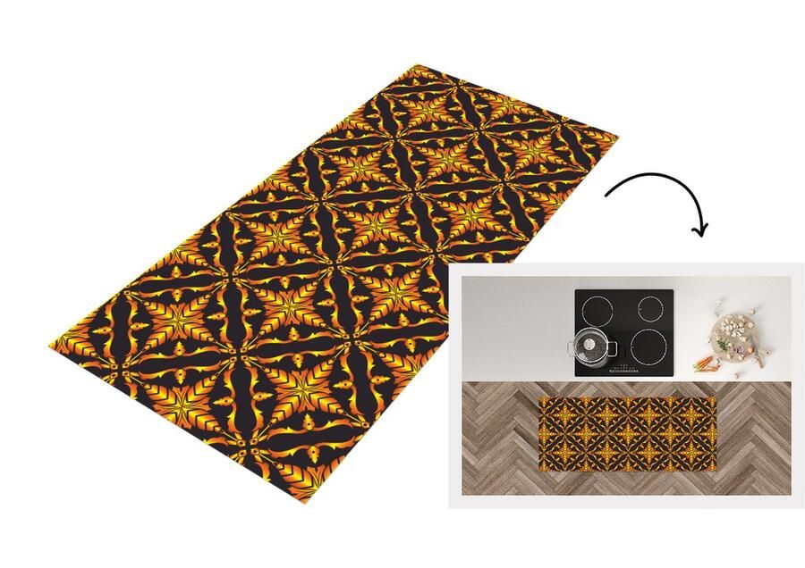 KitchenYeah Keukenloper Loper keuken Patronen Kerst Goud 120x50 cm Keukenloper vinyl