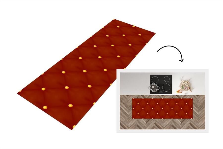 KitchenYeah Keukenloper Loper keuken Patronen Kerst Goud Stippen 150x50 cm Keukenloper vinyl