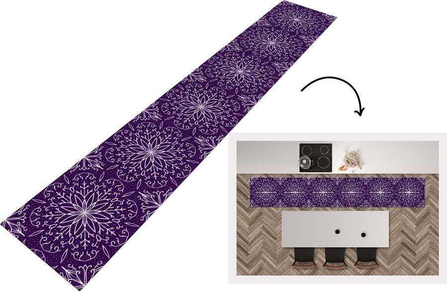 KitchenYeah Keukenloper Keukenmat Patronen Kerst Sneeuw 360x60 cm Keuken vloerkleed