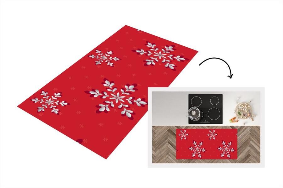 KitchenYeah Keukenloper Loper keuken Patronen Kerst Zilver Planten 120x60 cm Keukenloper vinyl