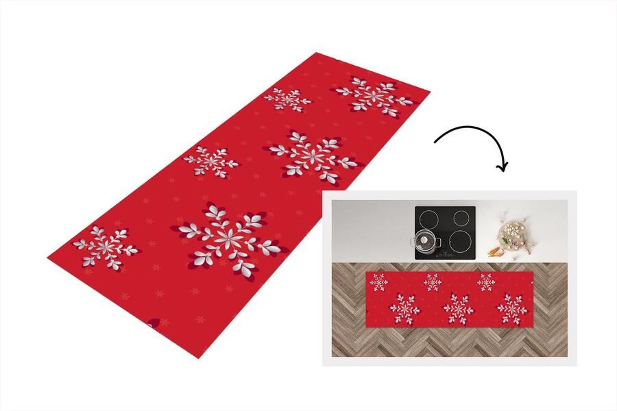 KitchenYeah Keukenloper Loper keuken Patronen Kerst Zilver Planten 150x50 cm Keukenloper vinyl