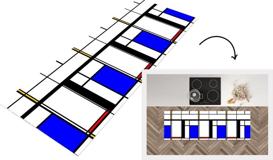KitchenYeah Keukenloper Loper keuken Patronen Kunst Abstract 180x60 cm Keukenloper vinyl