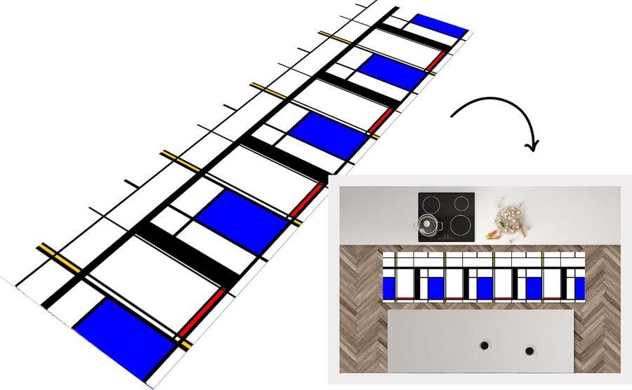 KitchenYeah Keukenloper Loper keuken Patronen Kunst Abstract 240x60 cm Keukenloper vinyl