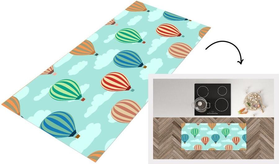 KitchenYeah Keukenloper Loper keuken Patronen Lucht Luchtballon 120x50 cm Keukenloper vinyl
