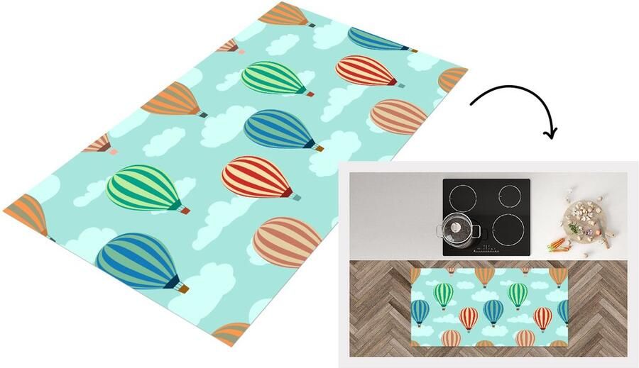 KitchenYeah Keukenloper Loper keuken Patronen Lucht Luchtballon 120x60 cm Keukenloper vinyl