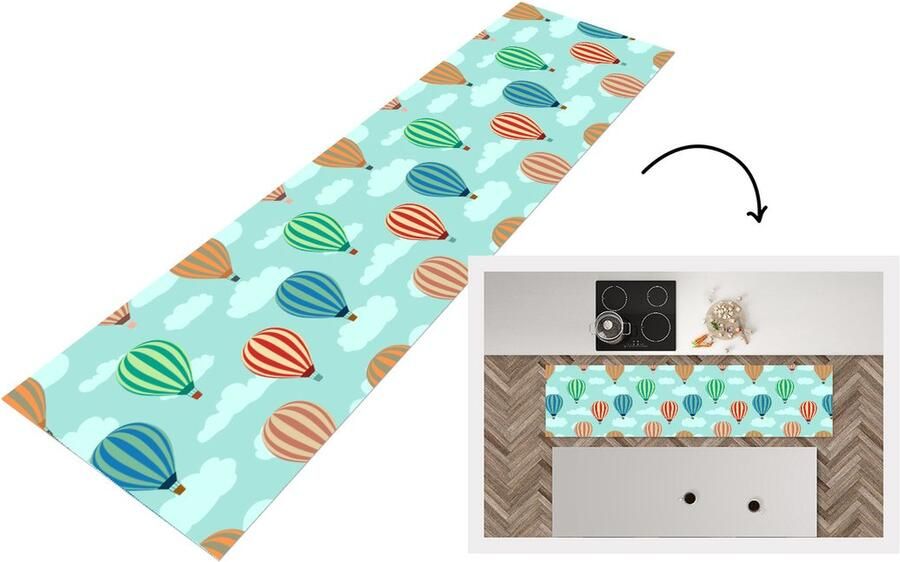 KitchenYeah Keukenloper Loper keuken Patronen Lucht Luchtballon 240x60 cm Keukenloper vinyl