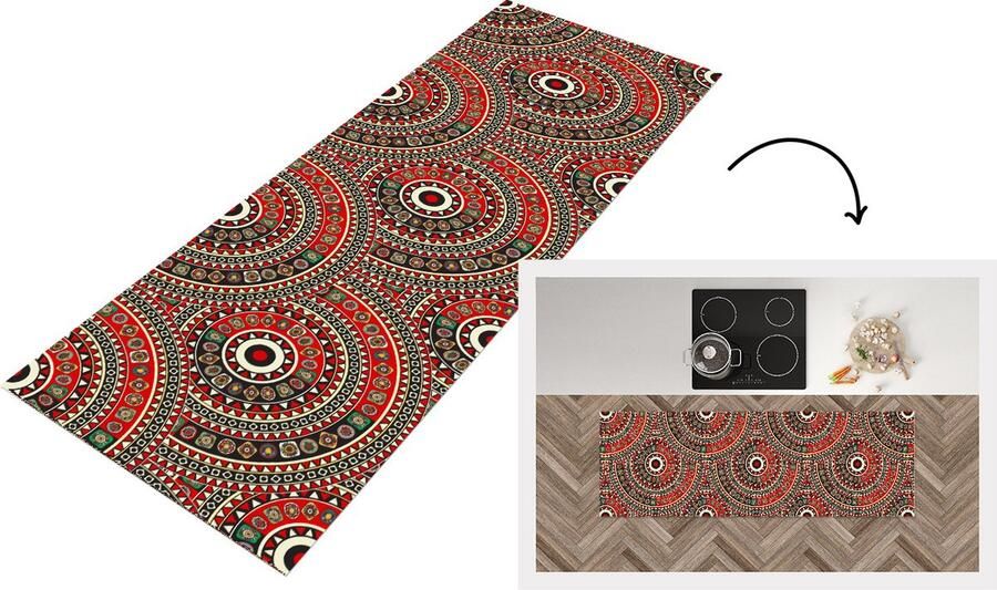 KitchenYeah Keukenloper Loper keuken Patronen Mandala Australië 150x50 cm Keukenloper vinyl