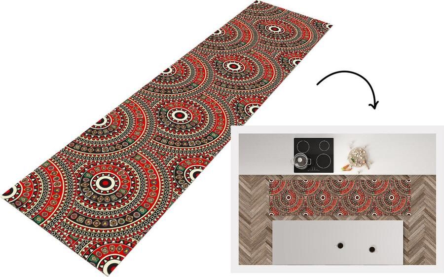KitchenYeah Keukenloper Loper keuken Patronen Mandala Australië 240x60 cm Keukenloper vinyl