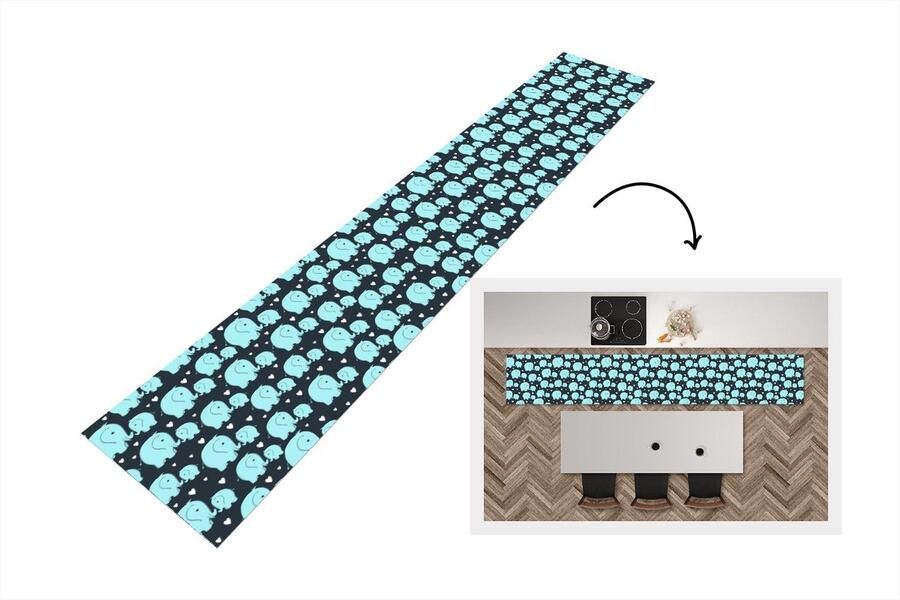 KitchenYeah Keukenloper Keukenmat Patronen Olifant Hart 360x60 cm Keuken vloerkleed