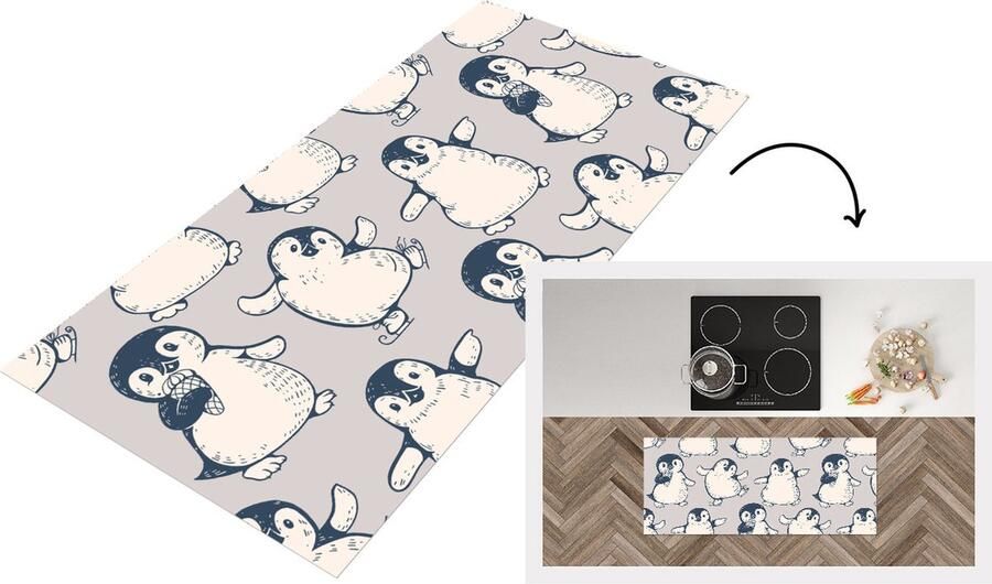 KitchenYeah Keukenloper Loper keuken Patronen Pinguïn IJs 120x50 cm Keukenloper vinyl