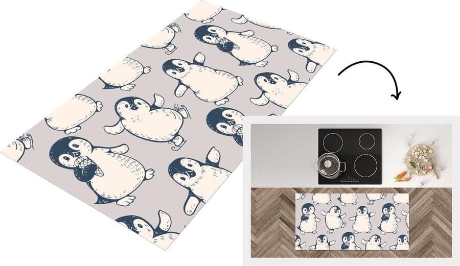 KitchenYeah Keukenloper Loper keuken Patronen Pinguïn IJs 120x60 cm Keukenloper vinyl