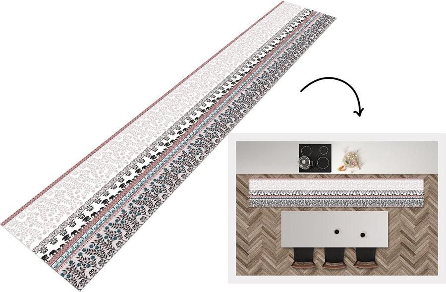 KitchenYeah Keukenloper Loper keuken Patronen Safari Olifant Afrika 300x50 cm Keukenloper vinyl