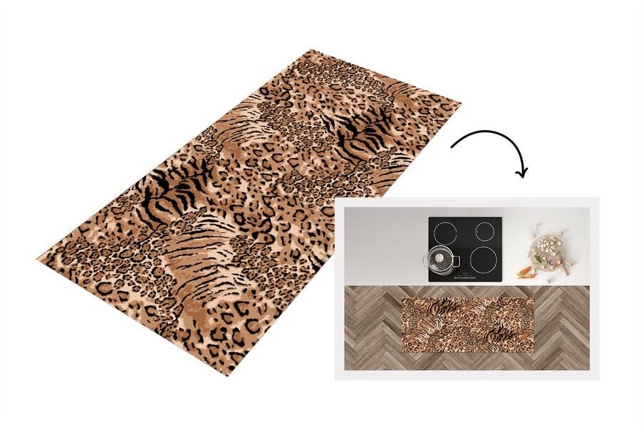 KitchenYeah Keukenloper Loper keuken Patronen Tijger Luipaardprint 120x50 cm Keukenloper vinyl