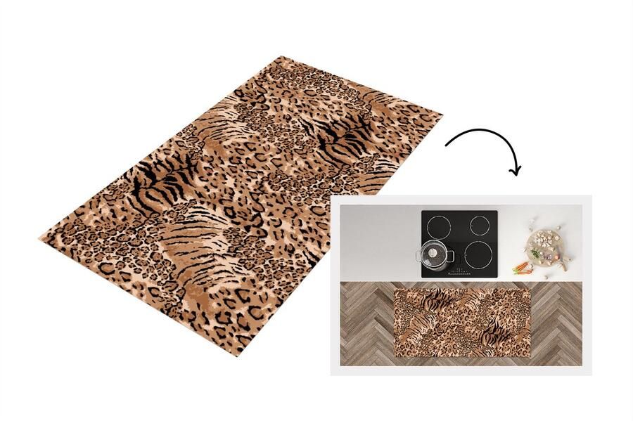 KitchenYeah Keukenloper Loper keuken Patronen Tijger Luipaardprint 120x60 cm Keukenloper vinyl