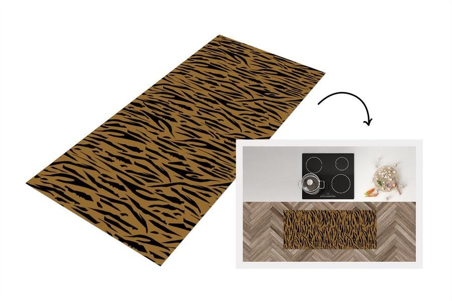 KitchenYeah Keukenloper Loper keuken Patronen Tijgerprint Bont 120x50 cm Keukenloper vinyl