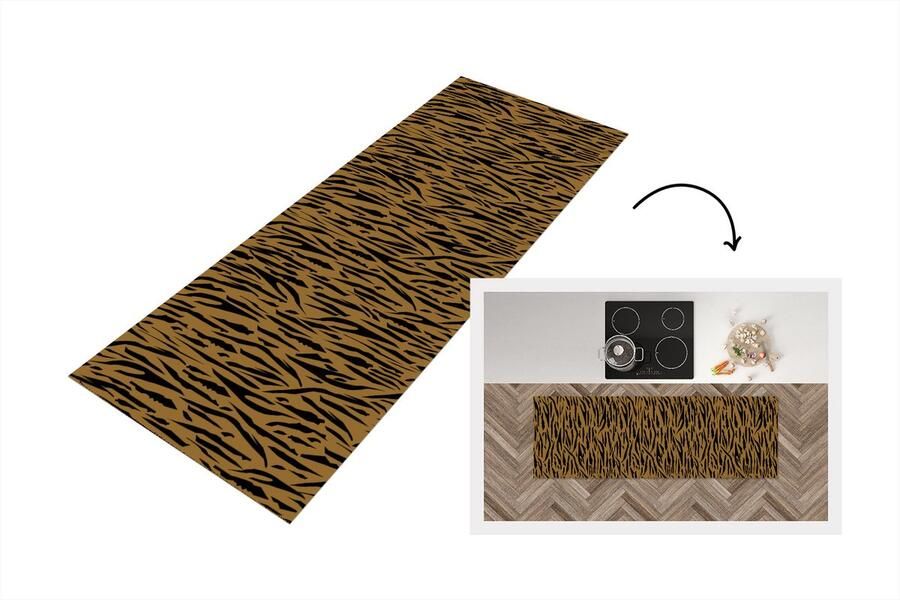 KitchenYeah Keukenloper Loper keuken Patronen Tijgerprint Bont 150x50 cm Keukenloper vinyl
