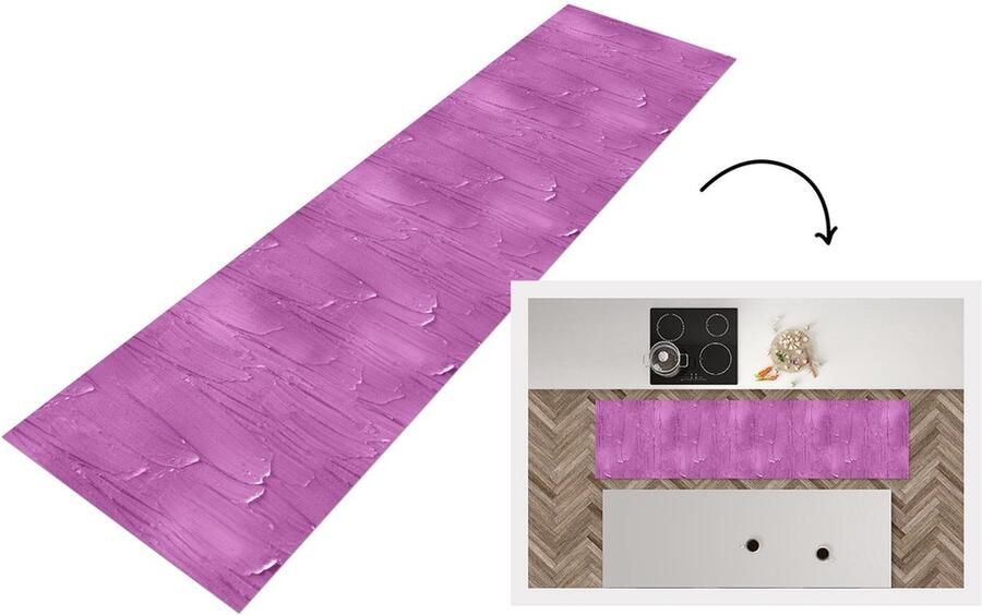 KitchenYeah Keukenloper Loper keuken Patronen Verf Paars 200x50 cm Keukenloper vinyl