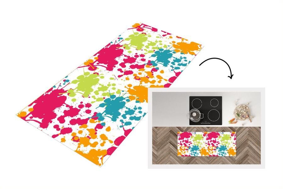 KitchenYeah Keukenloper Loper keuken Patronen Verf Regenboog 120x50 cm Keukenloper vinyl