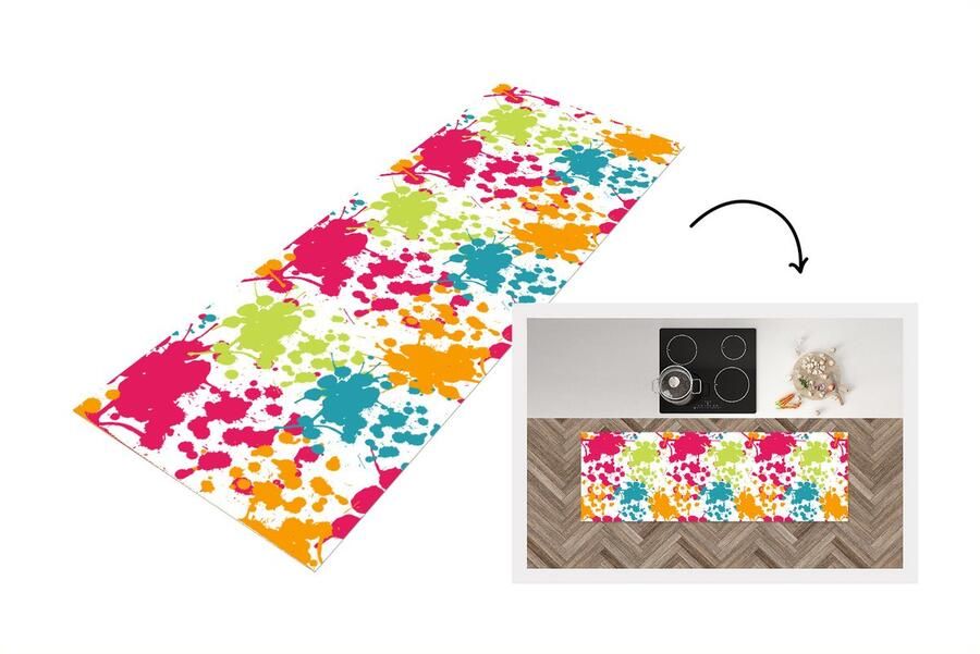 KitchenYeah Keukenloper Loper keuken Patronen Verf Regenboog 150x50 cm Keukenloper vinyl