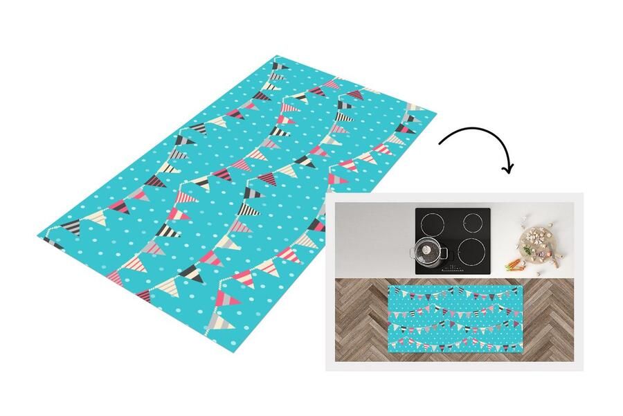 KitchenYeah Keukenloper Loper keuken Patronen Verjaardag Vlaggen 120x60 cm Keukenloper vinyl