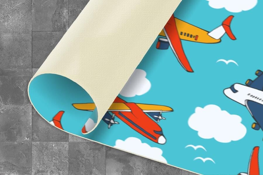 KitchenYeah Keukenloper Loper keuken Patronen Vliegtuig Wolk Lucht 180x60 cm Keukenloper vinyl