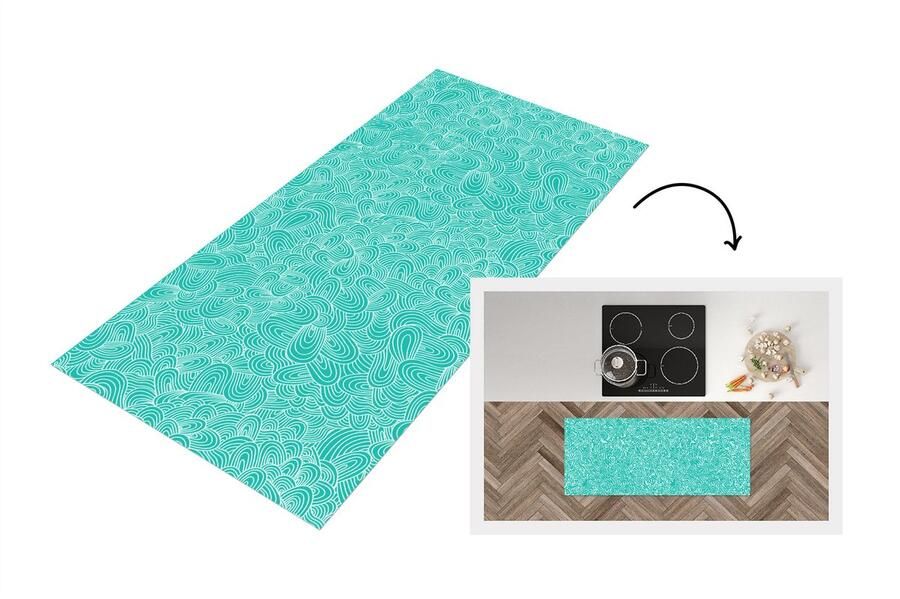 KitchenYeah Keukenloper Loper keuken Patronen Water Zee 120x50 cm Keukenloper vinyl