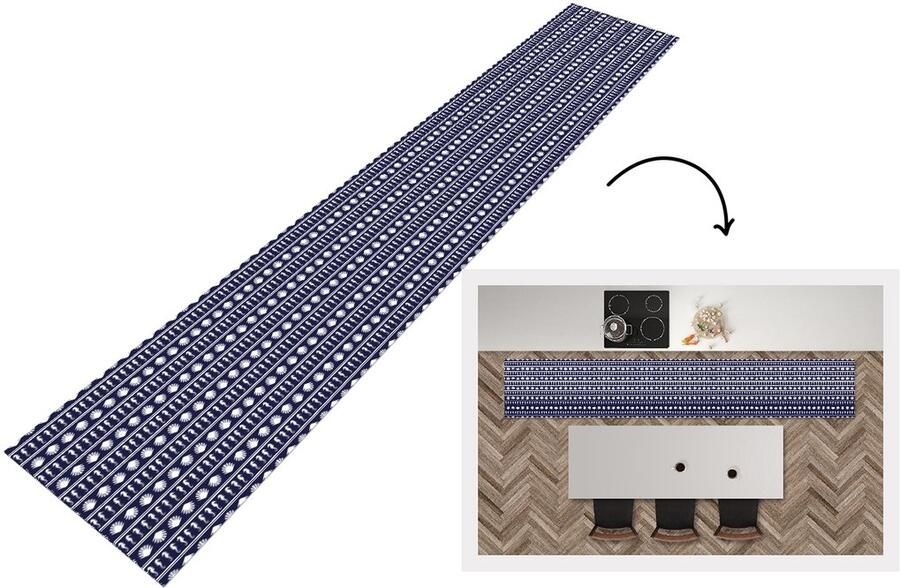 KitchenYeah Keukenloper Keukenmat Patronen Zee Schelpen Zeepaardje 360x60 cm Keuken vloerkleed