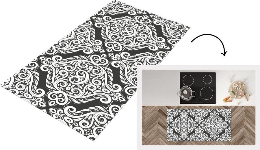 KitchenYeah Keukenloper Loper keuken Patroon Abstract Wit 120x60 cm Keukenloper vinyl