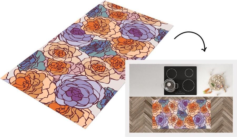 KitchenYeah Keukenloper Loper keuken Patroon Bloem Art Nouveau 120x60 cm Keukenloper vinyl