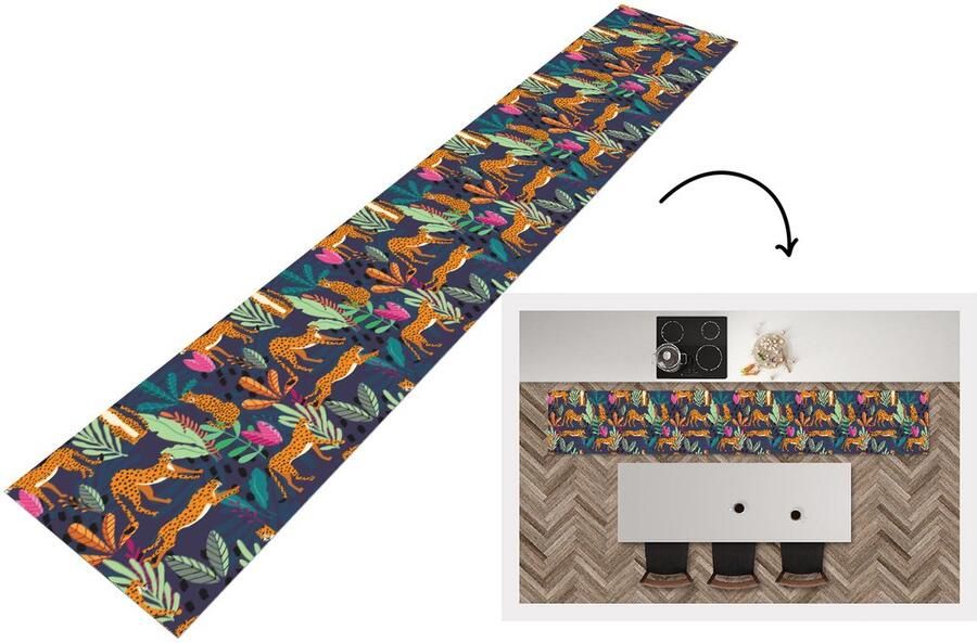 KitchenYeah Keukenloper Keukenmat Patroon Cheetah Jungle 360x60 cm Keuken vloerkleed