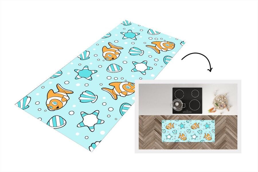 KitchenYeah Keukenloper Loper keuken Patroon Clownvis Zee Dieren 120x50 cm Keukenloper vinyl
