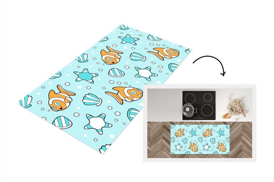 KitchenYeah Keukenloper Loper keuken Patroon Clownvis Zee Dieren 120x60 cm Keukenloper vinyl