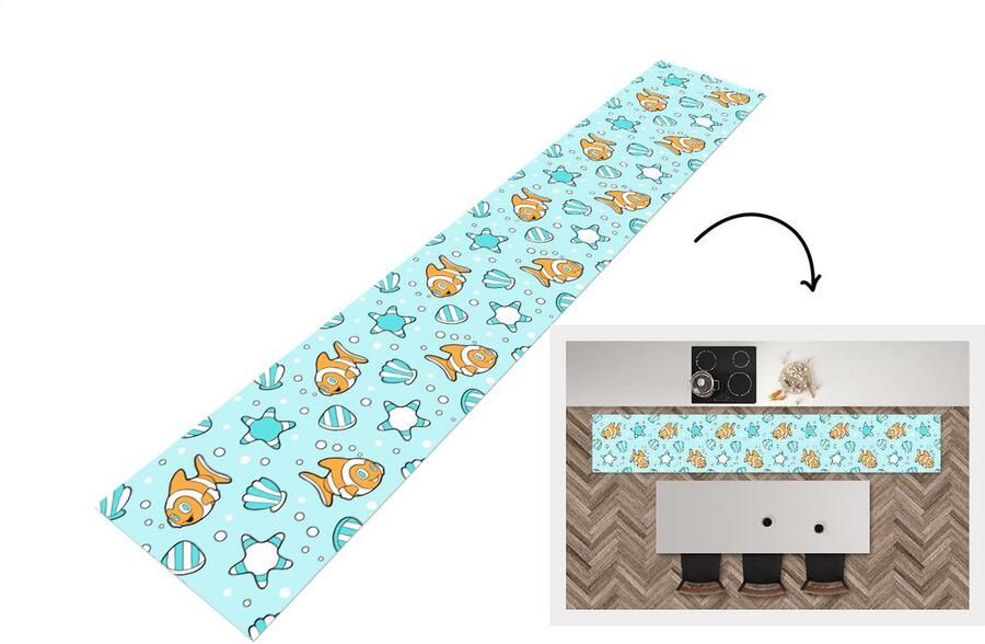 KitchenYeah Keukenloper Loper keuken Patroon Clownvis Zee Dieren 300x50 cm Keukenloper vinyl