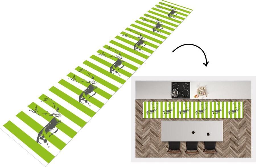 KitchenYeah Keukenloper Loper keuken Patroon Hert Strepen 300x50 cm Keukenloper vinyl
