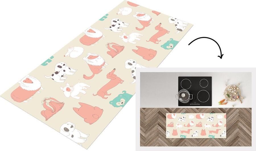 KitchenYeah Keukenloper Loper keuken Patroon Hond Puppy 120x50 cm Keukenloper vinyl