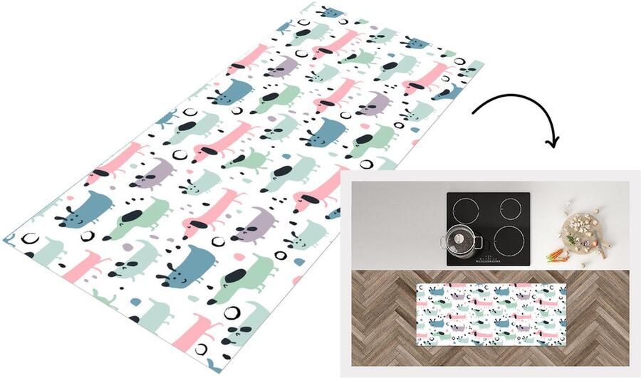 KitchenYeah Keukenloper Loper keuken Patroon Hond Tekenen 120x50 cm Keukenloper vinyl