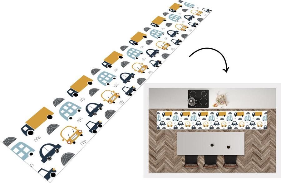 KitchenYeah Keukenloper Keukenmat Patroon Jongens Auto Kind 360x60 cm Keuken vloerkleed
