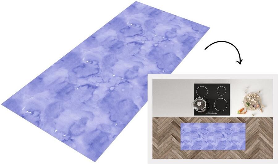 KitchenYeah Keukenloper Loper keuken Patroon Paars Waterverf Marmer 120x50 cm Keukenloper vinyl