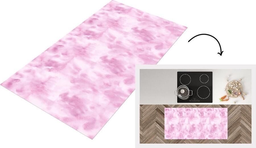 KitchenYeah Keukenloper Loper keuken Patroon Waterverf Roze 120x60 cm Keukenloper vinyl