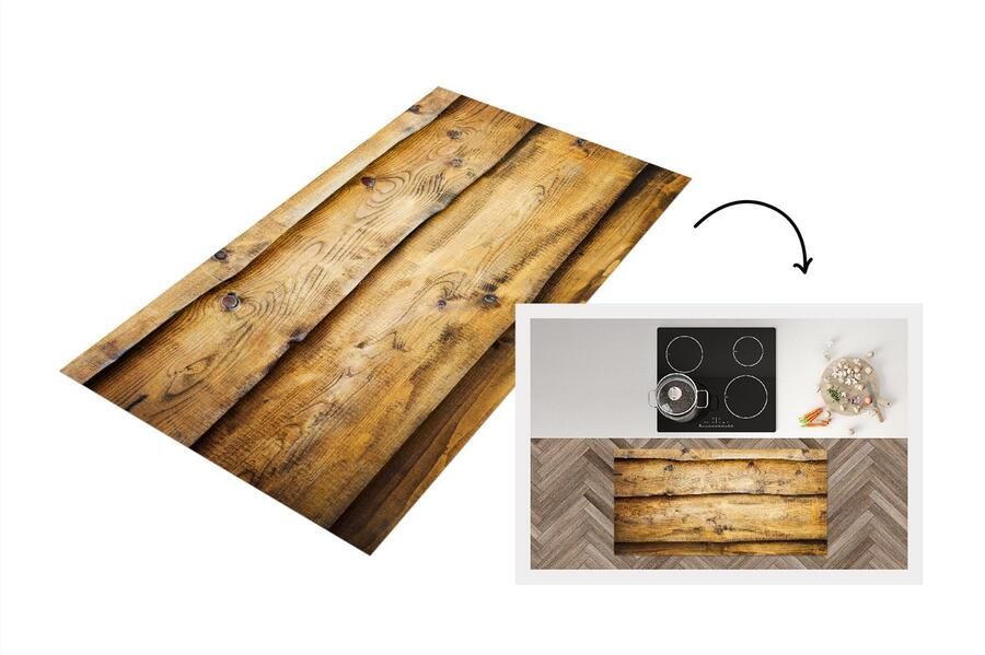 KitchenYeah Keukenloper Loper keuken Plank Hout Landelijk 120x60 cm Keukenloper vinyl