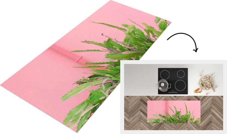 KitchenYeah Keukenloper Loper keuken Plant Zomer Roze 120x50 cm Keukenloper vinyl